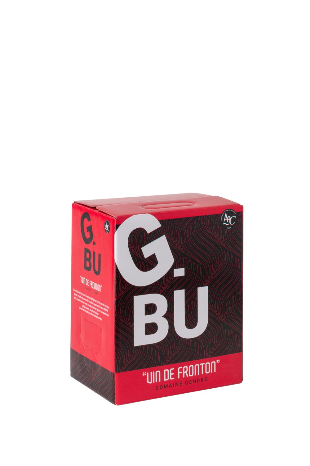 Packshot du cubis de vin rouge G-Bu